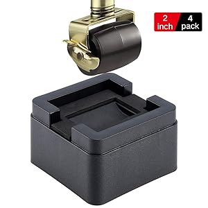 BTSD-home 2 Inch Heavy Duty Bed Risers Adjustable Bed Lifts Fits to All Wheels of Furniture, Sofas and Table, Couch