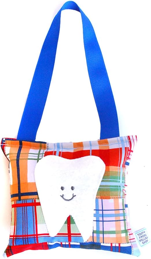 Amazon Com Boy S Tooth Fairy Pillow In Navy And Tangerine Madras