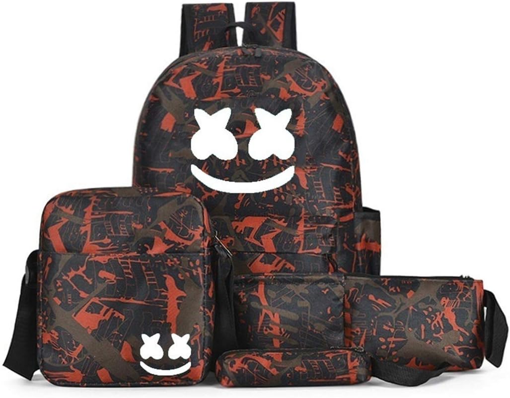 Luminous Travel Backpack+Shoulder Bag+Small Bag+Pencil Case+Wallet 5 Piece Set for Women Men Boys Girls