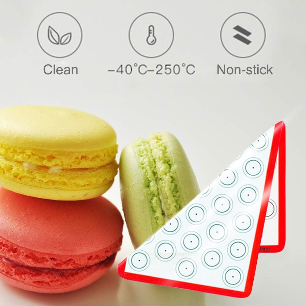 Koulang Reusable Silicone Baking Mats - BPA Free Nonstick Macaron Baking Mat Sets 4 Pack Large and Small with Oil Brush Professional for Holiday Macarons Cookies: Kitchen & Dining