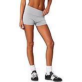 Rapbin Fold Over Shorts for Women Biker Yoga Gym Mini Shorts Y2K 1/2 Pack Casual Micro Bottoms Going Out
