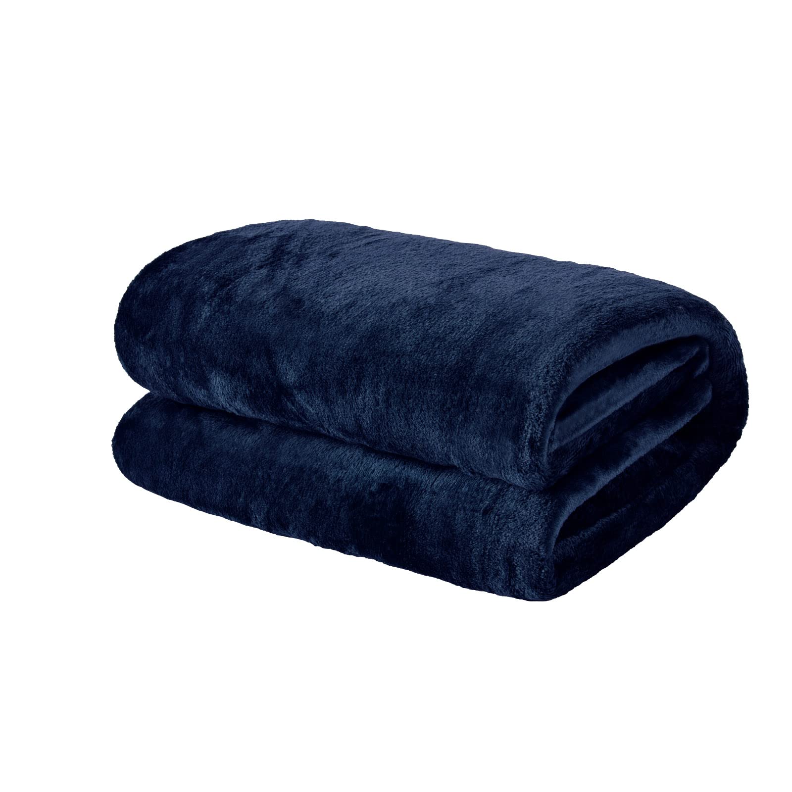 Brentfords Flannel Fleece Throw Blanket for Bed, Super Soft Cosy Warm Navy Blue Throw for Sofa Large Blanket Lightweight Fluffy Single Bed Throws, 120 x 150cm