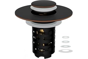 iFealClear Upgraded 4-in-1 Bathroom Sink Drain Strainer, Universal Pop Up Sink Stopper with 2-Layer Detachable Hair Catcher Filter Basket, Drain Stopper Fit 1.1"-2.36" US Basin, Oil Rubbed Bronze