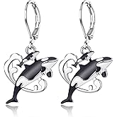 HELORET Sea Animal Earrings Orca/Stingray Leverback Earrings Ocean Animal Jewelry Animal Gifts for Women Daughter Birthday
