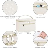 Wandering Nature Travel Makeup Bag PU Leather with Brush Compartment Milky White view 5