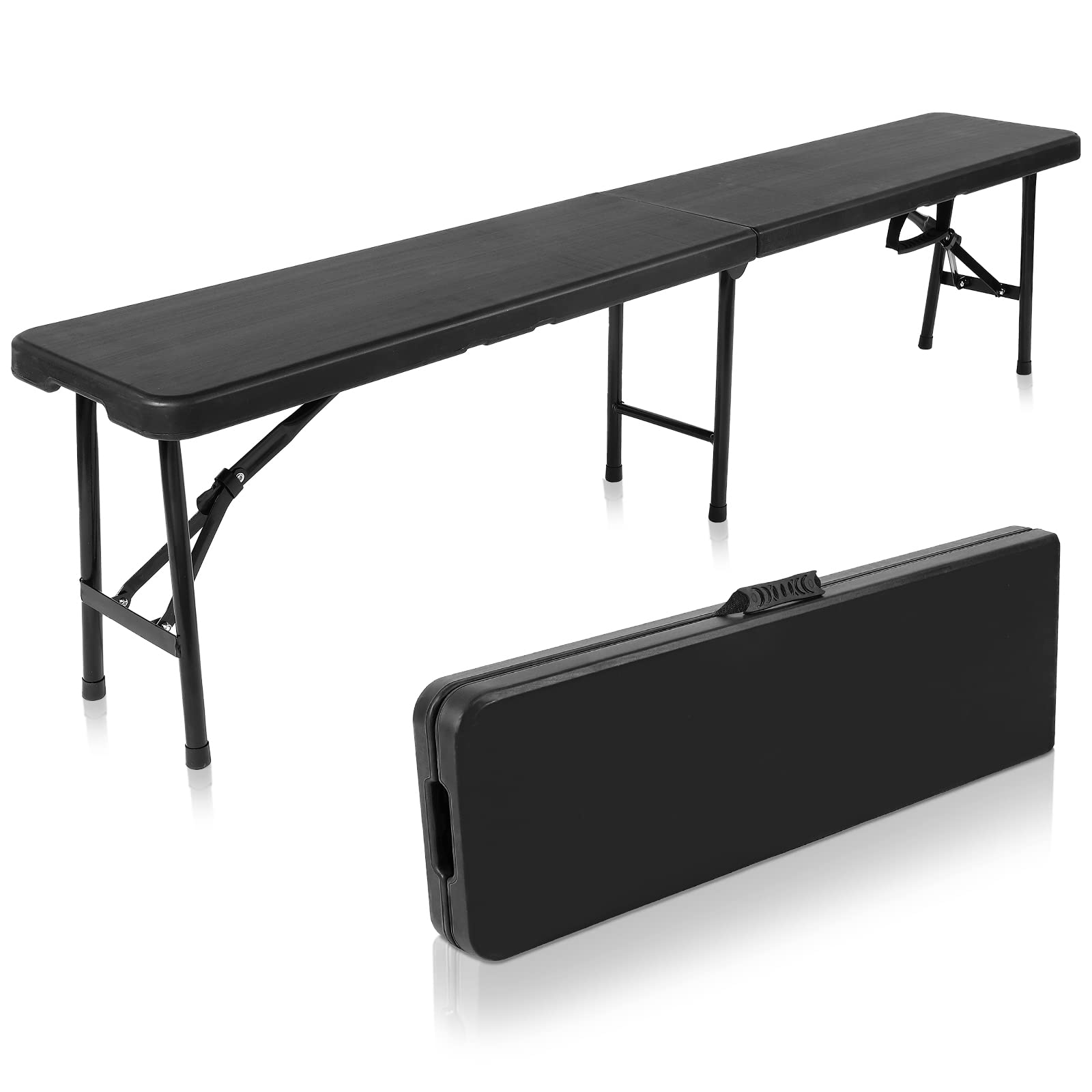 Roowest Black Folding Bench 6 Feet Plastic Outdoor