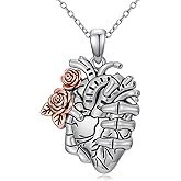 YYmqmq Halloween Necklace for Women Men 925 Sterling Silver Skull Pendant Gothic Jewelry Halloween Gifts for Women Men