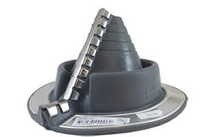 Dektite Retrofit #1 Gray EPDM Metal Roof Pipe Flashing, Round Base, Pipe OD 3/4" - 2-3/4"