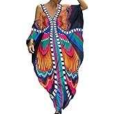 Bsubseach Turkish Cold Shoulder Kaftan Dresses Swimsuit Cover Up Maxi Dress Beach Cover Ups