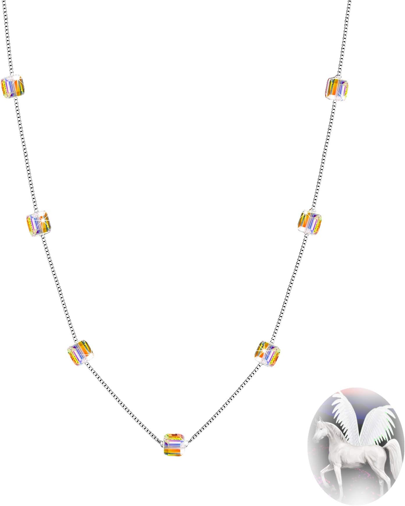 Birthday Gifts “Purity of Love” Crystals from Swarovski 925 Sterling Silver hypoallergenic Bracelet Necklace Pendant Chain, Jewelry for women