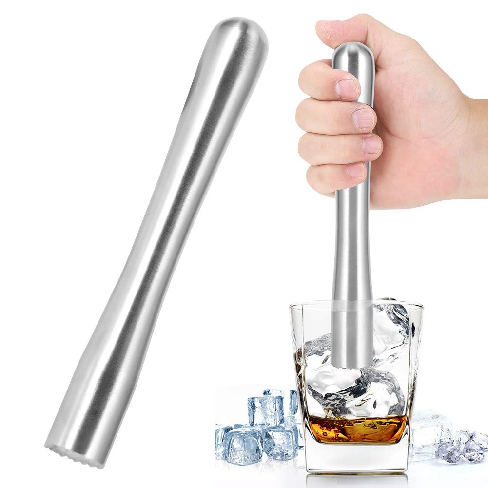 Atyhao Stainless Steel Cocktail Muddler Household Ice Crushing Rod Cocktail Mixing Muddler Tools Bar Supplies Home Bar Tool Set(22.5cm)
