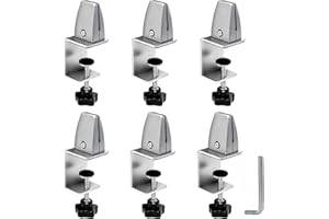 QINGYJ 6-Pack Desk Shield Clamp for 2 to 20mm Thick Panel, Adjustable Desk Divider Clips, Aluminum Sneeze Guards, Desk Privacy Panel Clamps for Offices, Stores, Schools