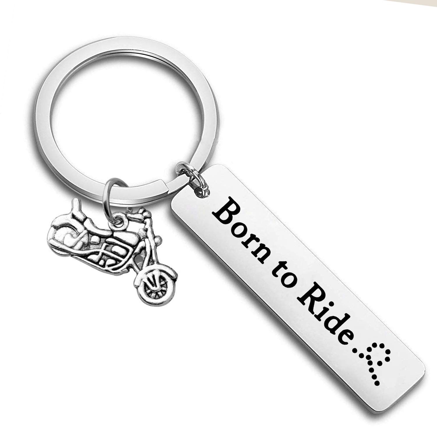 MYOSPARK Motorcycle Keychain Biker Keychain Born to Ride With Dirtbike Father's Day Gift For Dad (born to ride keychain)