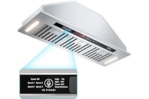 BRANO Range Hood Insert 36 Inch, 900 CFM Smart Voice/Gesture/Touch Control, 4 Speed Exhaust Fan, Stainless Steel Kitchen Hood with Charcoal Filter, Ducted/Ductless Convertible