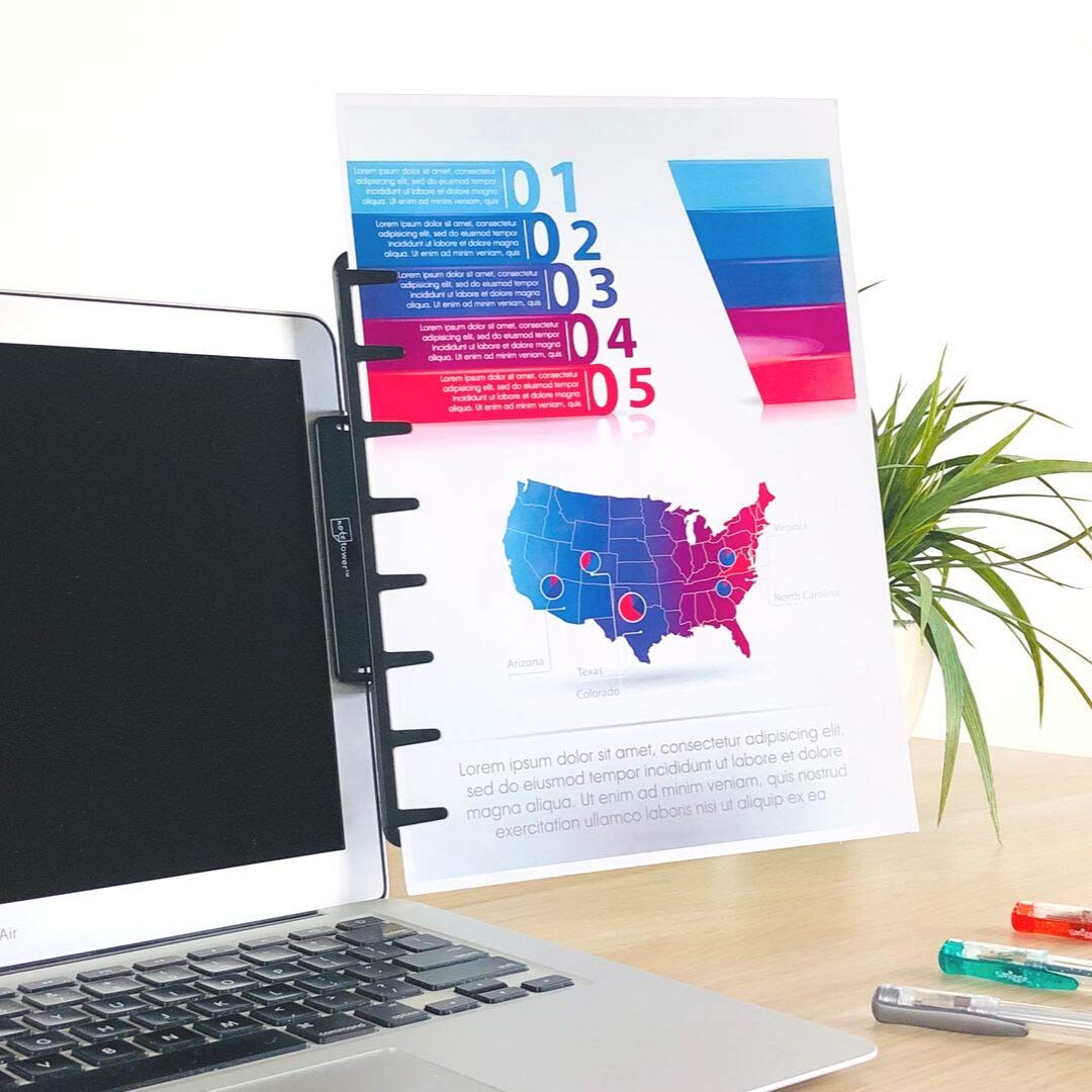 NoteTower Monitor Mount Black Document Holder & Sticky Notes