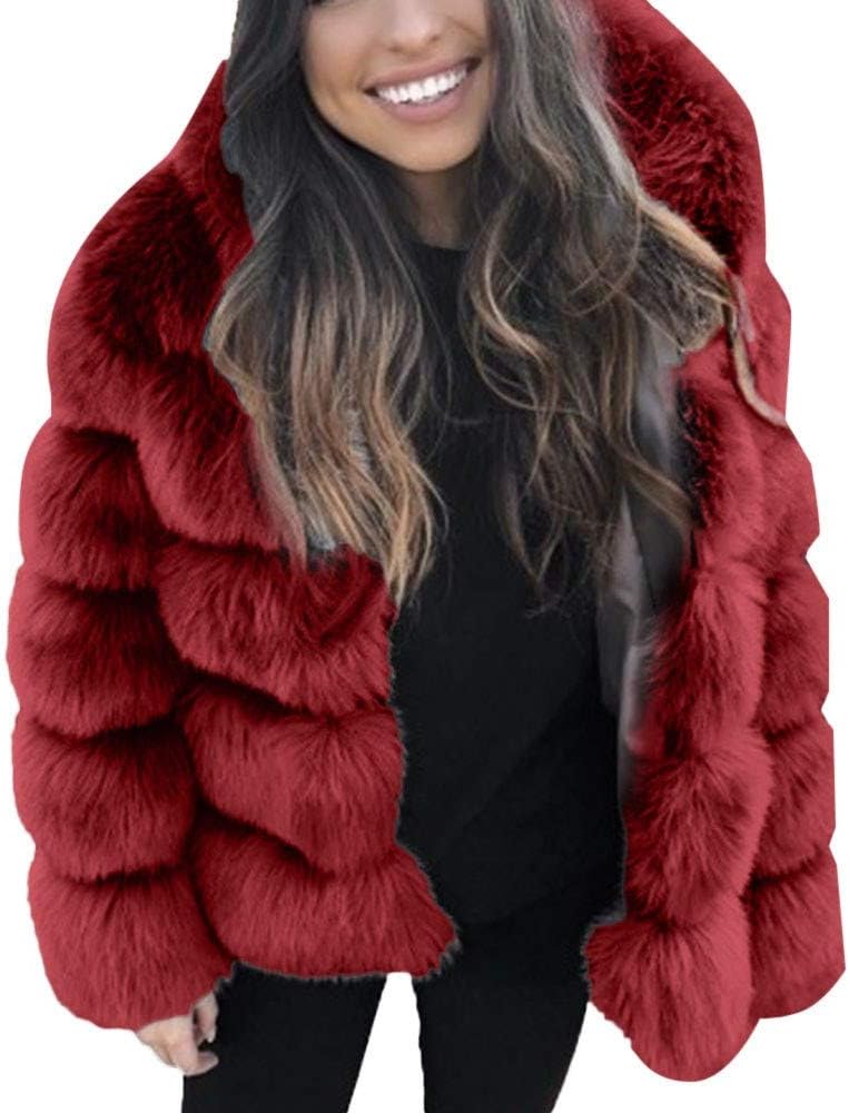 Women Faux Mink Winter Hooded New Faux Fur Jacket Warm Thick Solid Outerwear Jacket