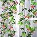 Yiliyajia Artificial Rose Vine Garlands,Silk Flowers Flora Green Leaf Garlands,Home Decor Wedding Decoration 8Ft Length Pack of 5 (pink)