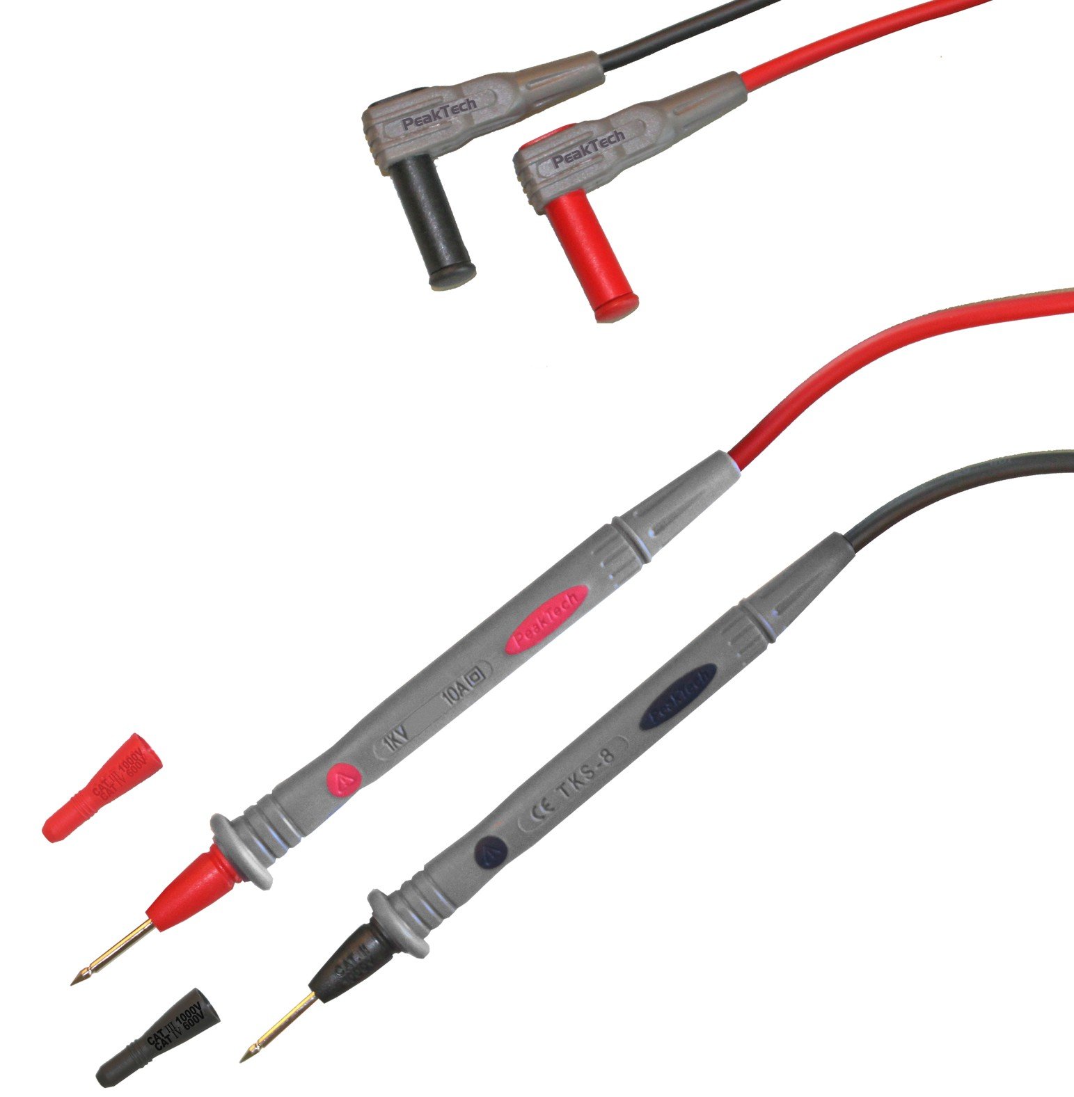 PeakTech 1 Pair of 120cm Multimeter Soft Cords - Safety Test Cable Kit, 1000V AC / DC, 10A, Cat III / IV, 1 Piece, TKS-8