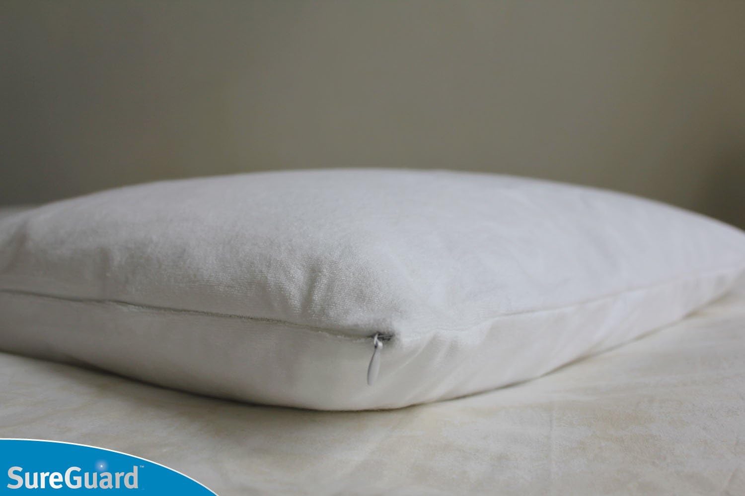 Set of 2 Queen Size SureGuard Pillow Protectors - 100% Waterproof, Bed Bug Proof, Hypoallergenic - Premium Zippered Cotton Terry Covers - 10 Year Warranty: Home & Kitchen