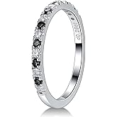 Moissanite Wedding Bands for Women, Sapphire Ruby Emerald Black Half Eternity Stackable Rings Birthday Valentines Anniversary Mothers Day Ideal Gift for Her