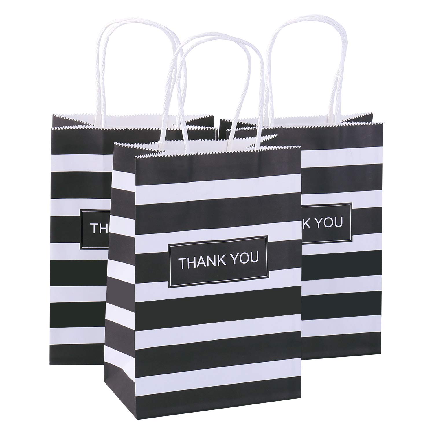 Photo 1 of Ronvir 50Pcs Small Gift Bags with Thank You,5.25x3.25x8 Inch Kraft Paper Bags With Handles Bulk for Business, Birthday, Party Favors, Baby Shower, Halloween, Christmas, Thanksgiving - Black