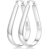 Senteria 5MM Wide Sterling Silver Hoop Earrings For Women Hypoallergenic Thick Silver Hoop Earrings Lightweight Oval Big Hoops Earring for Women 30/40/65MM