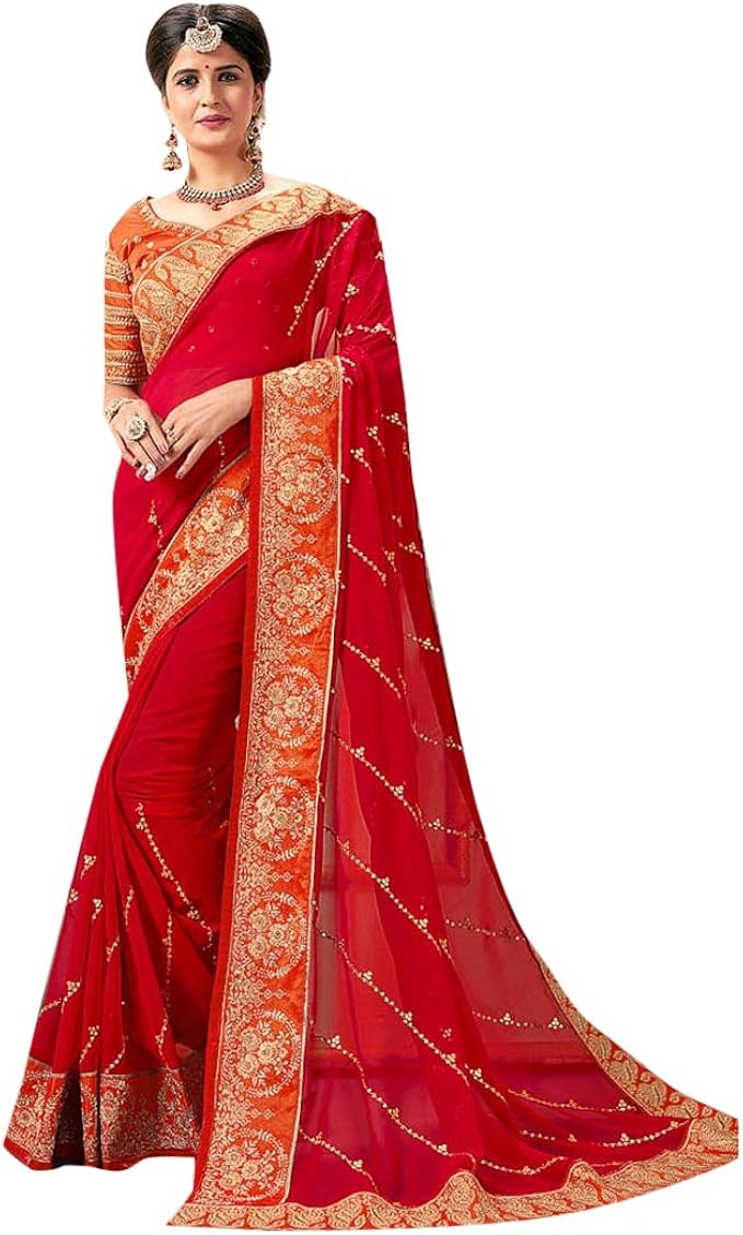 georgette heavy work sarees