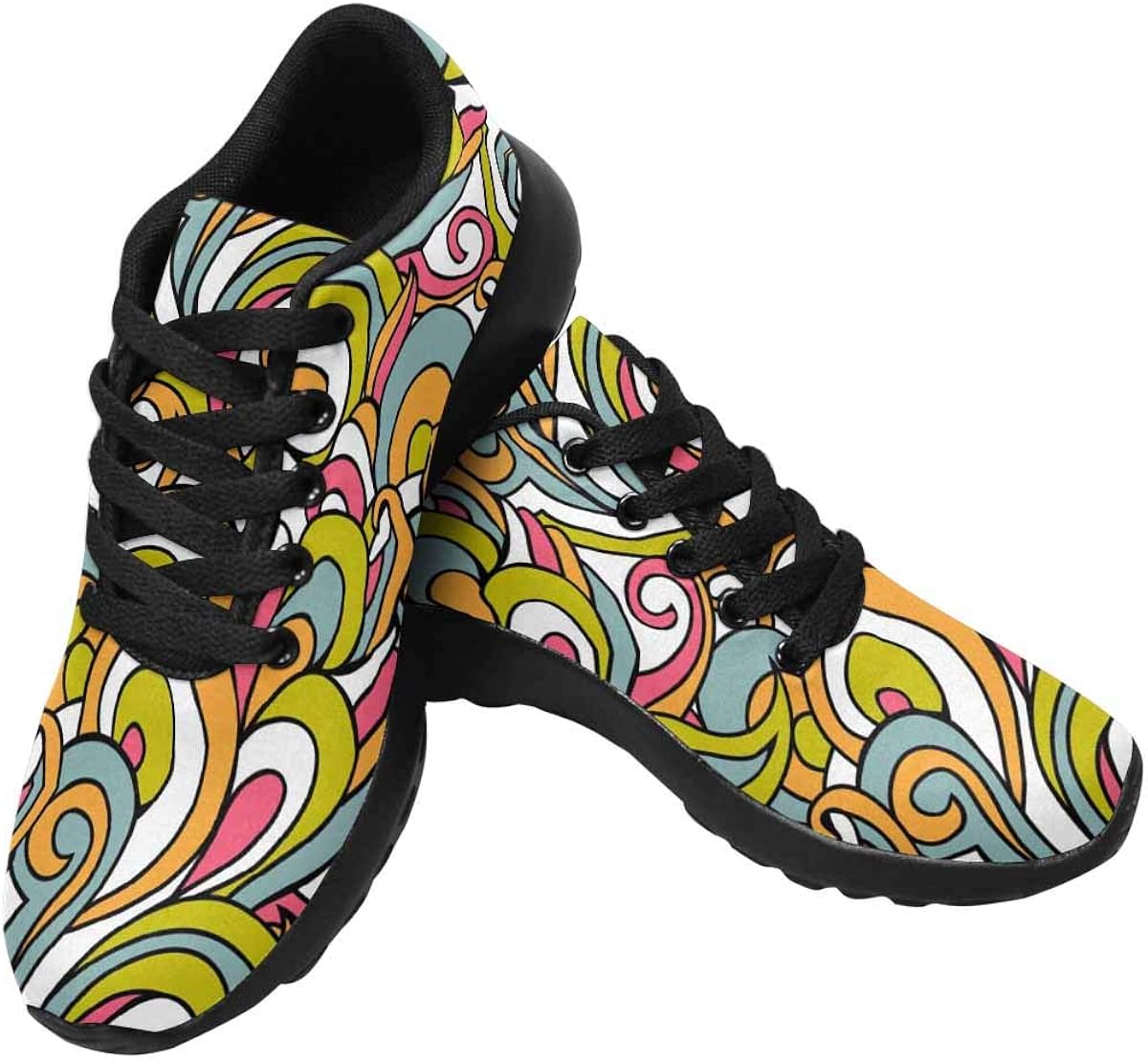 InterestPrint Womens Running Shoes Colorful Waves Pattern