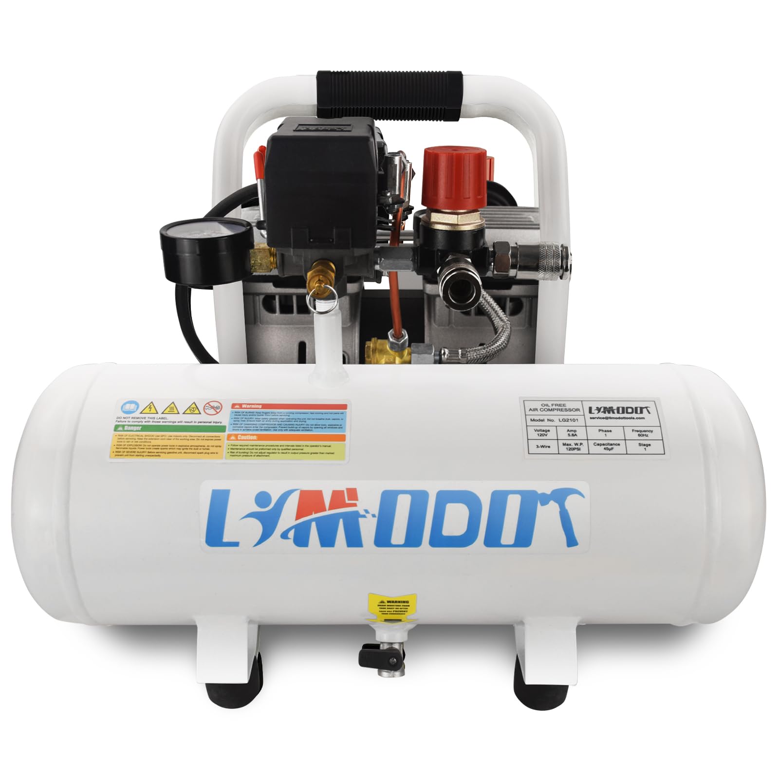 Air Compressor, Ultra Quiet Air Compressor, Only 60dB, 2 Gallon Air Tank, Dual Couplers Supports Two Users, Fast 20s Recovery, Oil-Free, Ideal For Shop, Garage, Car, Pneumatic Tools