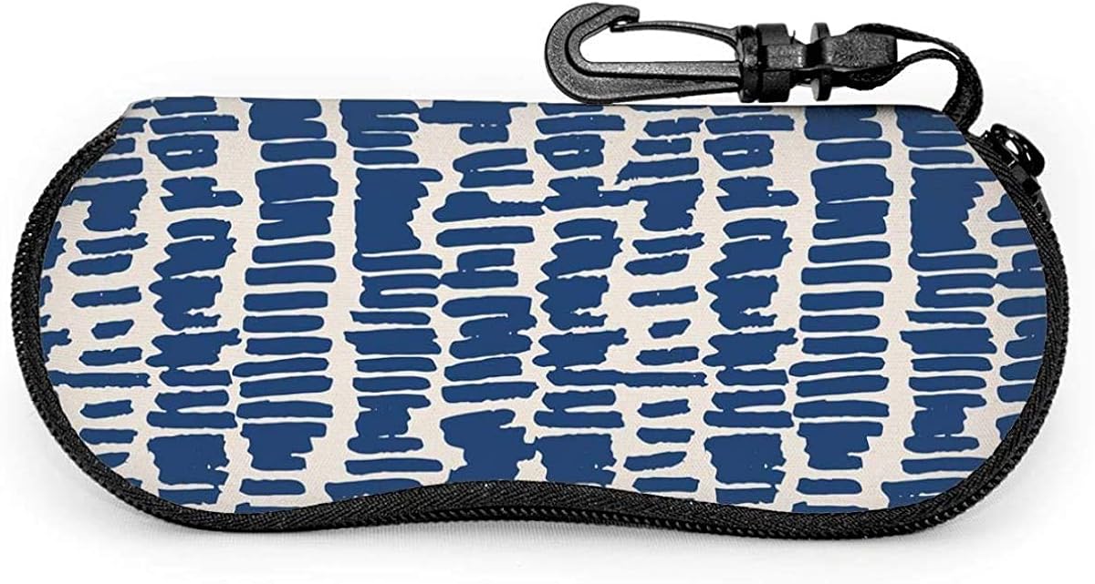 Blue Stripes Soft Sunglasses Case for Women Men Portable Neoprene