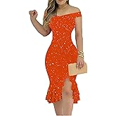 YUNZSXJY Women's Party Club Midi Dress Elegant Off Shoulder Sleeveless Dress Cocktail Evening Party Night Fishtail Dresses