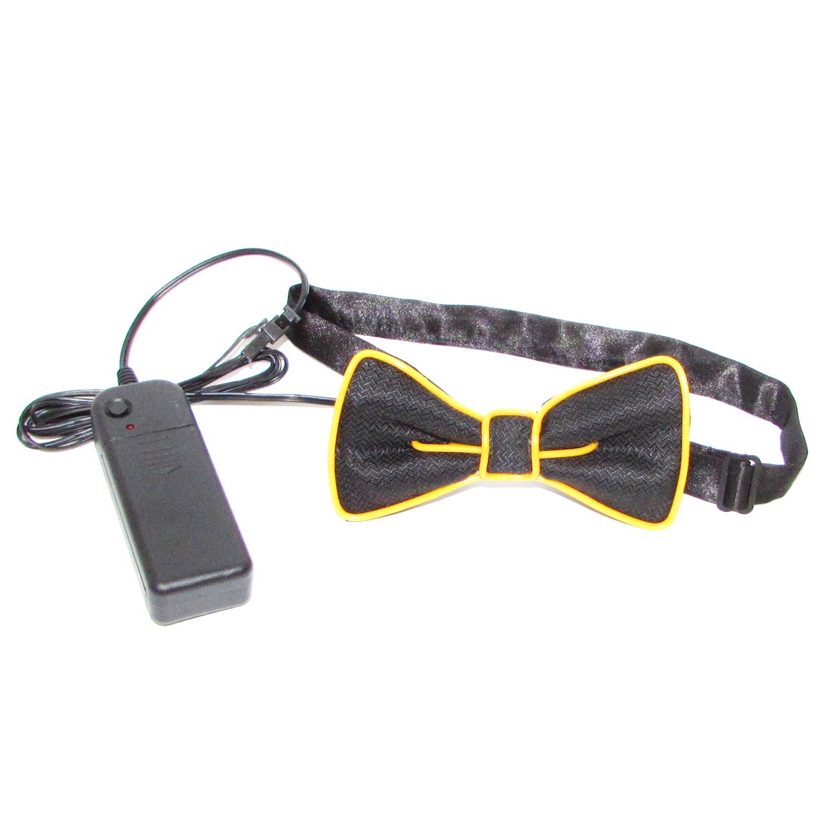 LED Bow Tie Light Up Halloween Costume Accessory EL Wire Glow Flashing Novelty for Birthdays Christmas Wedding Rave Party New Years Festivals(Yellow)