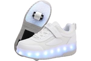 JIAN DIAN Kids Light Up Shoes with Wheels USB Chargable LED Light Up Roller Skates Shoes Best Gift for Christmas Halloween