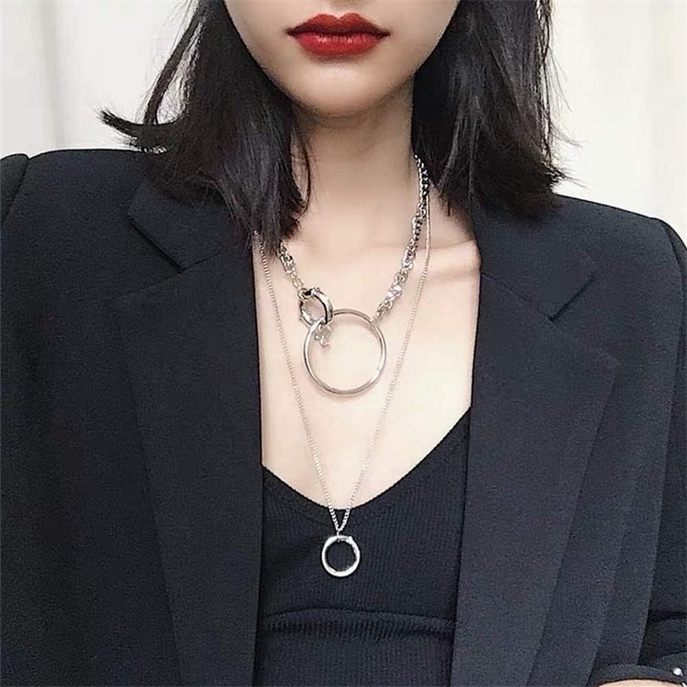 Vintage Multilayers Metal Punk Silver Chains Cross Square Choker Gothic Collar Punk Charm Necklace Pendant Neck - Jewelry Statement Rock 90's Heavy Duty for Men Women Male Female (Type: K)