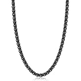 Jewlpire 4mm Wheat Chain Necklace for Men, Silver Tone/Black/14K Gold Plated Stainless Steel Necklace Chain, Mens Chains Necklaces 16 18 20 22 24 26 Inch