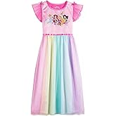 Disney Girls' Fantasy Nightgown Princess Dress Pajama, Rainbow - Princesses, Size 6