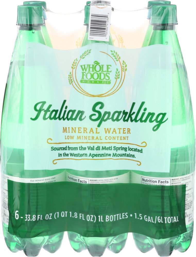 Whole Foods Market, Italian Sparkling Mineral Water, 6 count Amazon