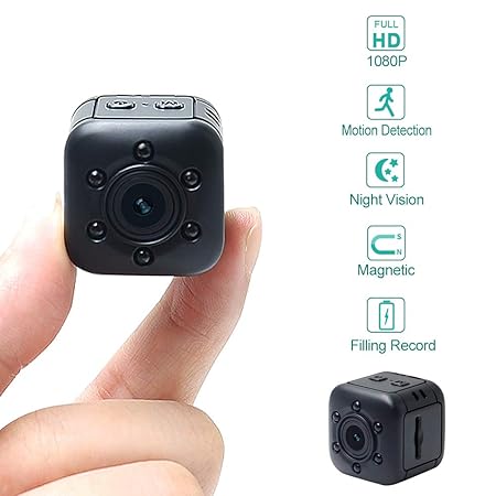 Mini Kamera LXMIMI 1080P HD Tragbare Kleine Überwachungskamera mit Bewegungserkennung und Infrarot Nachtsicht Eingebauter Mag