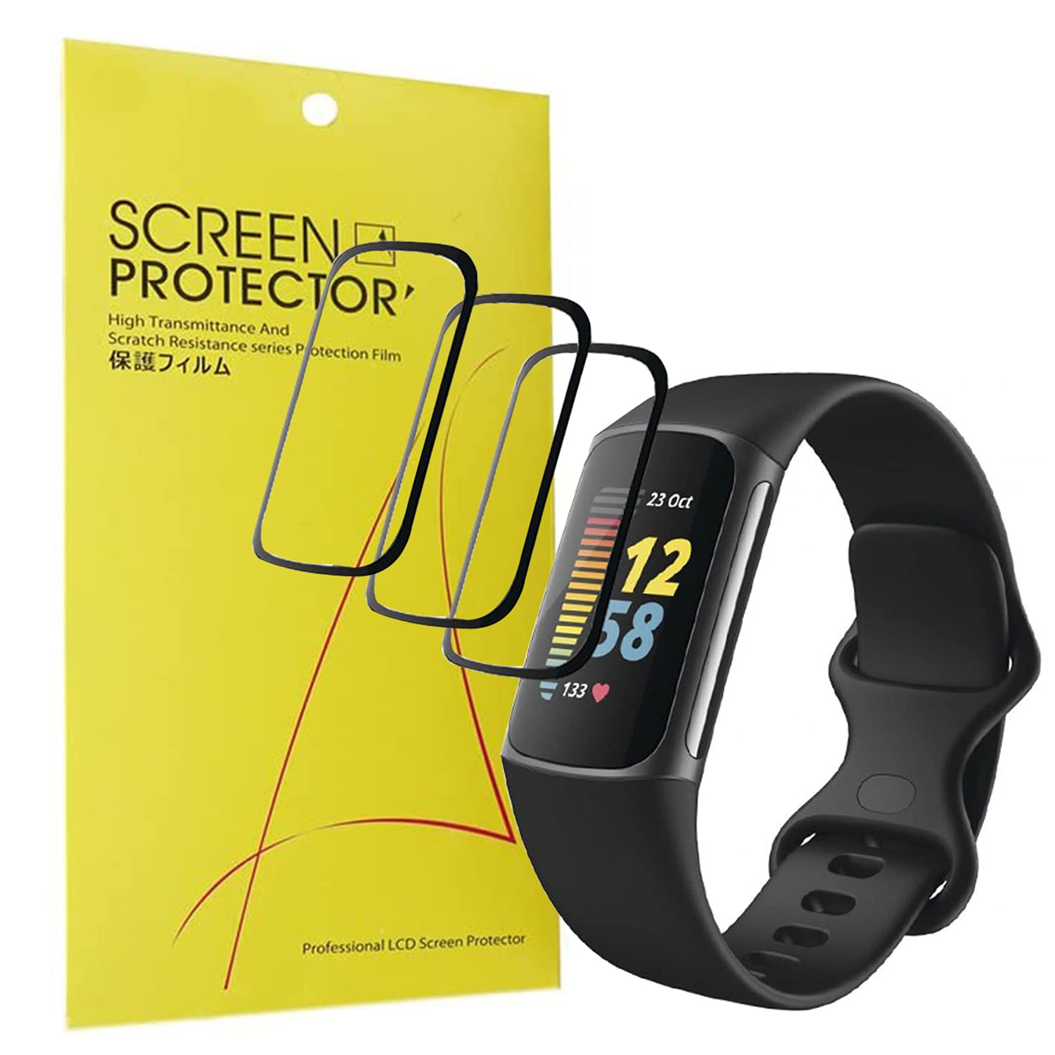 Giaogor Compatible for Fitbit Charge 5 Screen Protector, [3 Pack] 3D Full Coverage PET Soft Screen Protector Film for Fitbit Charge 5 Fitness Tracker (3D-3pack)