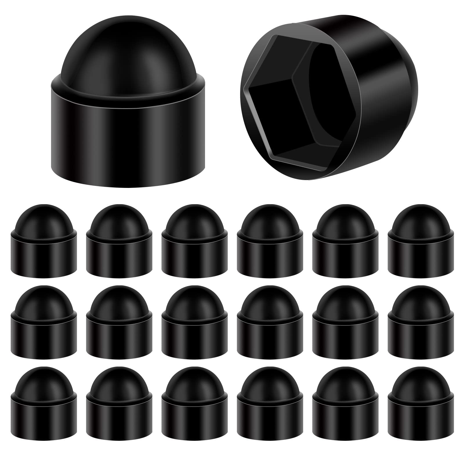 Hex Acorn Cap Nuts Assortment Kit 20PCS M12 19mm Nylon Female Thread Bolt Cover Cap Dome Nuts for Protection, Indoor and Outdoor — image 1