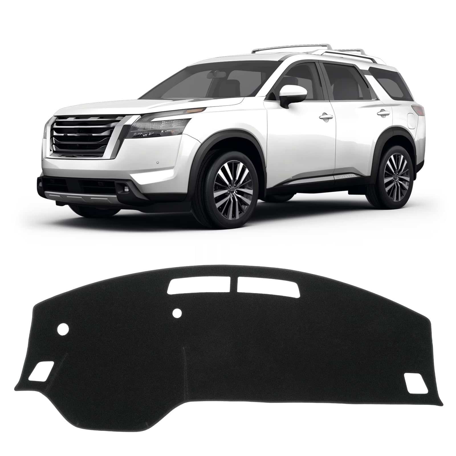 Photo 1 of KUST Car Dash Cover for Nissan Pathfinder 2022-2024 2025 2026 Polyester Non-Slip Center Console Dash Cover Interior Accessories for Pathfinder Custom Fit Dash Mat Sunshade Windshield Glare Black