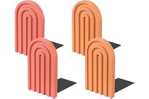 PATIKIL 4Pcs Arch Bookends, Non-Skid Wood Book Ends for Shelves Book Stopper for Holding Books Movie CD Home Office Library D