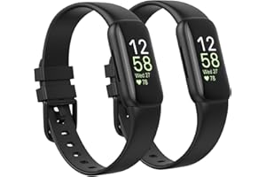 DR.SEPT 2 Pack Waterproof Bands Compatible with Fitbit inspire 3 Bands for Women Men, Classic Soft Sports Replacement Wristbands for Women Men