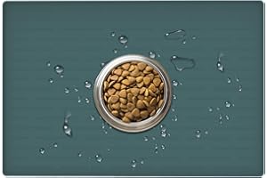 ULTIBE 24" x 16" Dog Food Mat, Silicone Pet Mats for Food and Water, Nonslip Pet Feeding Mats for Floors, Dog Cat Bowl Mat with Raised Edges, Dark Green