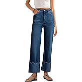 KUNMI Women's Wide Leg Jeans High Waisted Straight Leg Stretchy Denim Pants with Pockets