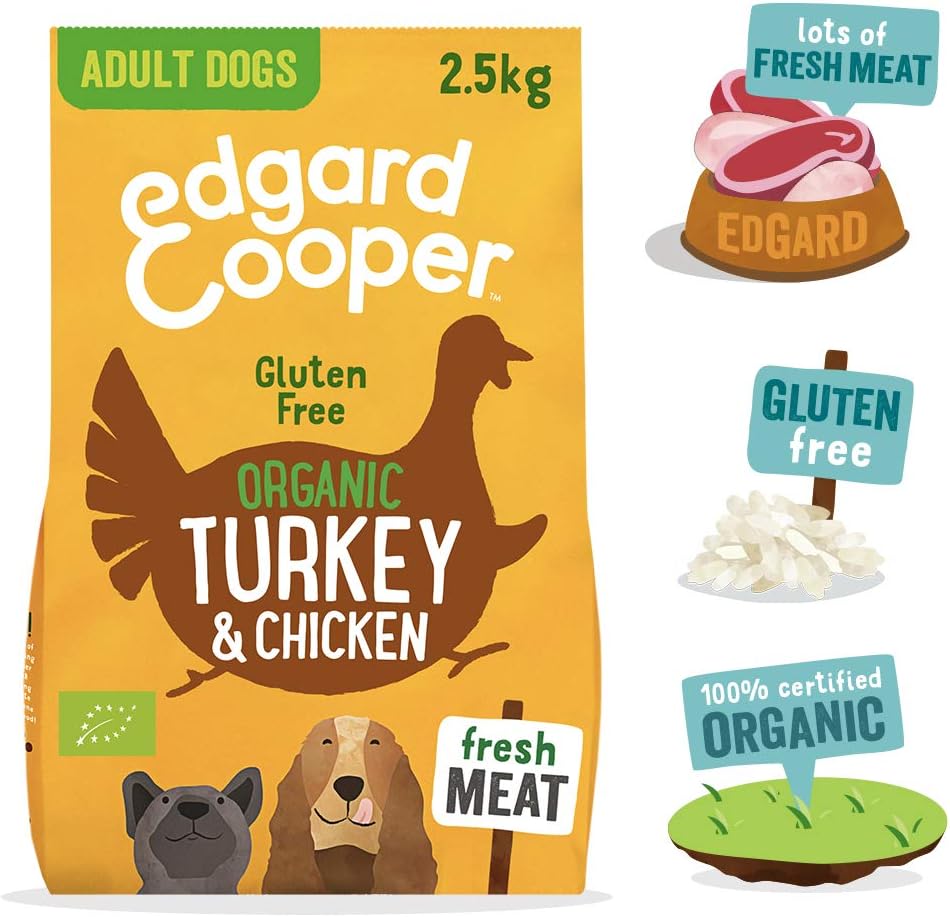 Edgard & Cooper Dry Dog Food For Medium Breed Adult Dogs (2.5kg), Organic Turkey & Chicken, Organic Ingredients