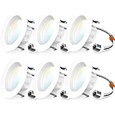 Sunco 6 Pack 4 Inch Retrofit LED Recessed Lights, 5CCT, 11W=60W, Dimmable | 660LM, Selectable CCT 2700K/3000K/3500K/4000K/5000K, Baffle Trim, LED Retrofit Can Downlight, Bedroom, Kitchen &amp; Living Room