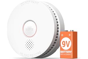 Jemay Smoke Detector Fire Alarms 9V Battery Operated with Photoelectric Sensor & Silence Button,10 Year Product Life Smoke Alarm Fire Detectors Easy to Install, 1 Pack