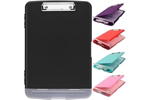SFLHHDM Clipboard with Storage,A4 Binder Clipboards with Pen Holder,Heavy Duty Plastic Storage Clipboard with Low Profile Clip,Nursing Clipboards Folder Side-Opening,Smooth Writing Clip Board for Office-Black
