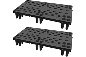 LXSEHN 2 Pcs Plastic Pallets, Lightweight Waterproof Plastic Floor Pallet for Basement Storage, Nestable Interlocking Storage Pad with Breathable Grids for Garage Kitchen Supermarket Warehouse (Black)